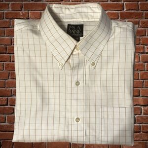 Jos. A. Bank Cream Checkered Dress Shirt - 16 1/2 -34